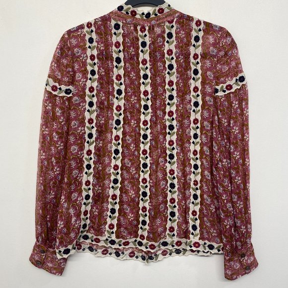 Sea New York Floral Sheer Bella Blouse Embroidered Long Sleeve Women's 4 - Picture 7 of 10